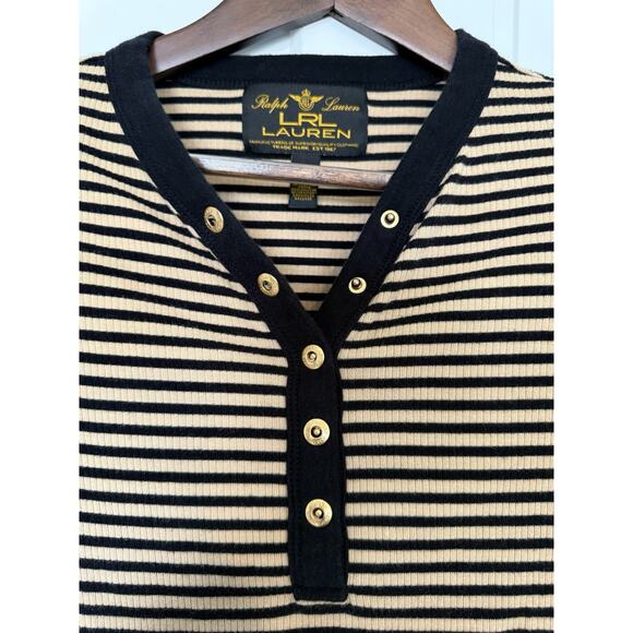 Vintage Lauren Ralph Lauren Women's Henley Top Petite Large 3/4 Sleeve Y2K Vibes - Picture 4 of 10